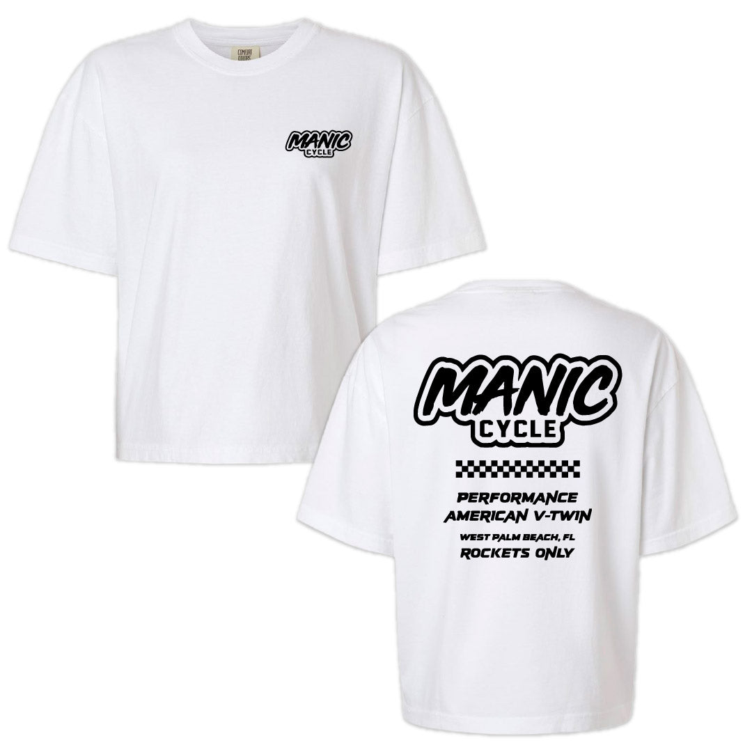 MANIC CYCLE WOMENS CROP TOP WHITE