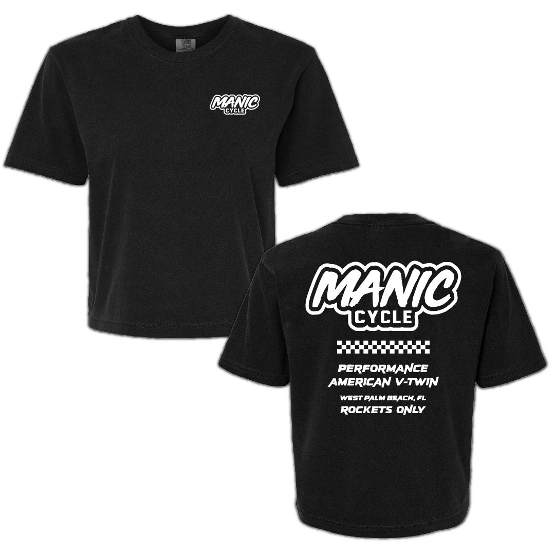 MANIC CYCLE WOMENS CROP TOP BLACK